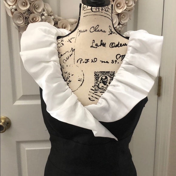 DONATED!! Black & White ruffle cocktail dress - Picture 4 of 6